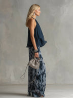 Women's Ruffled Halter Pant Set