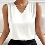 Women’s Satin Sleeveless V-Neck Blouse