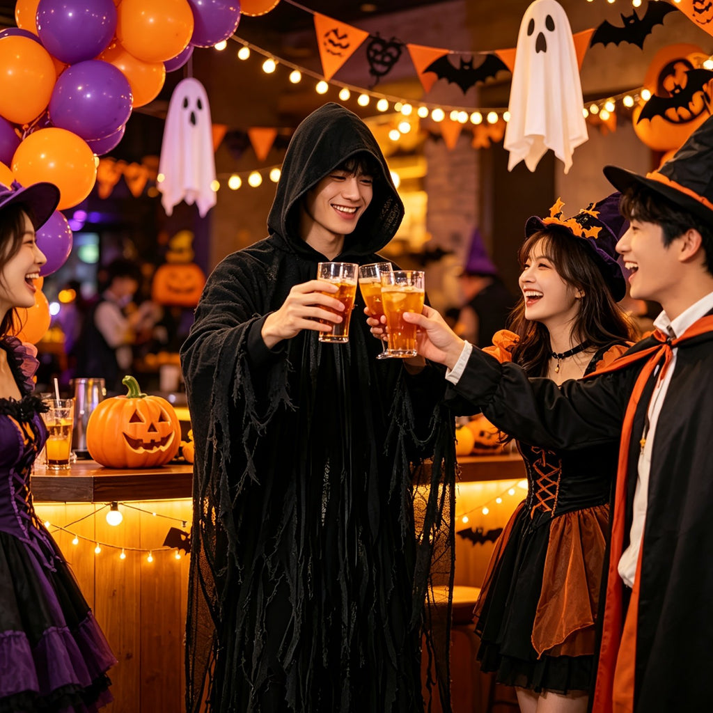 Halloween Hooded Ghost Costume with Tattered Cape
