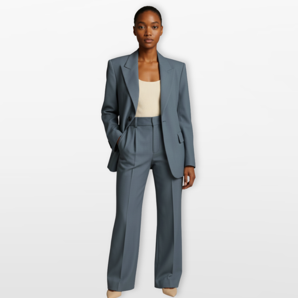Women Tailored Blazer Pants Suit Elegant