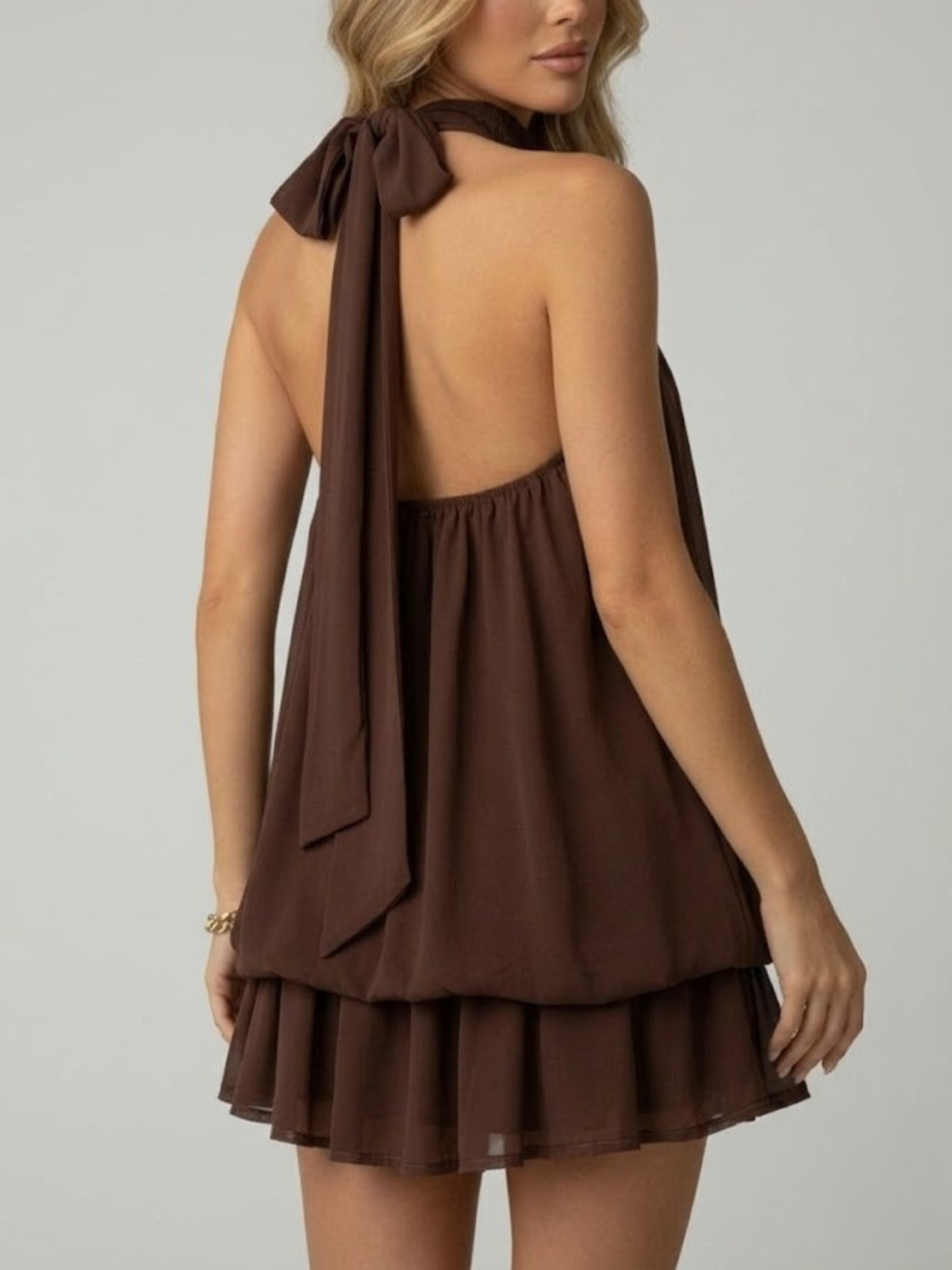 Women’s Flowy Halter Layered Mini Dress