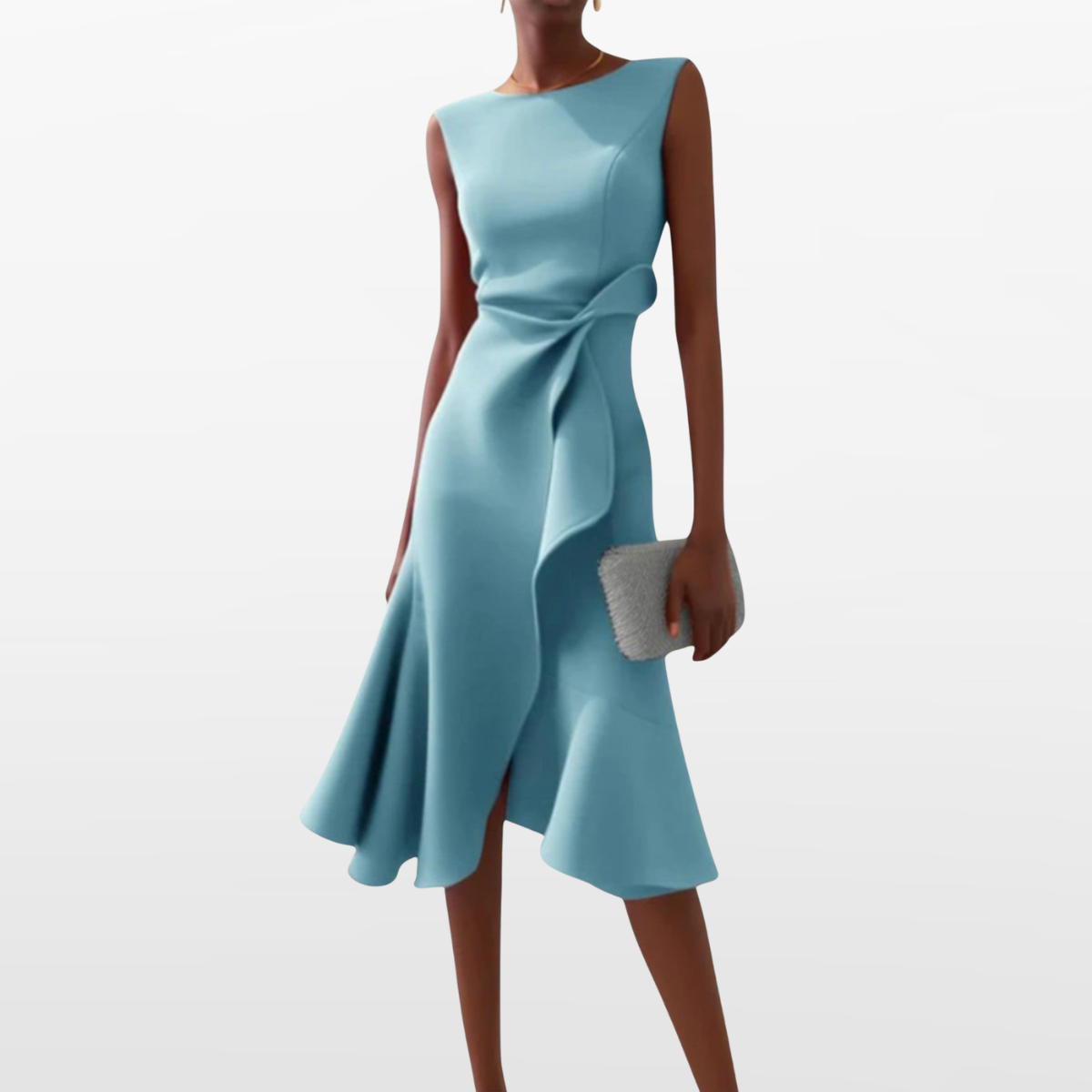 Women Elegant Midi Dress Sculpted Silhouette