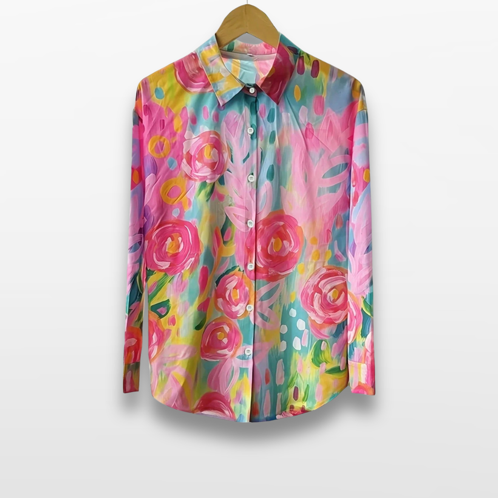 Women Floral Button Blouse Casual Chic Top