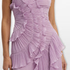 Women’s Pleated Ruffle Evening Dress Halter Maxi