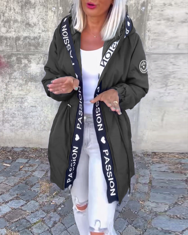 Women's Hooded Longline Jacket with Drawstring Waist