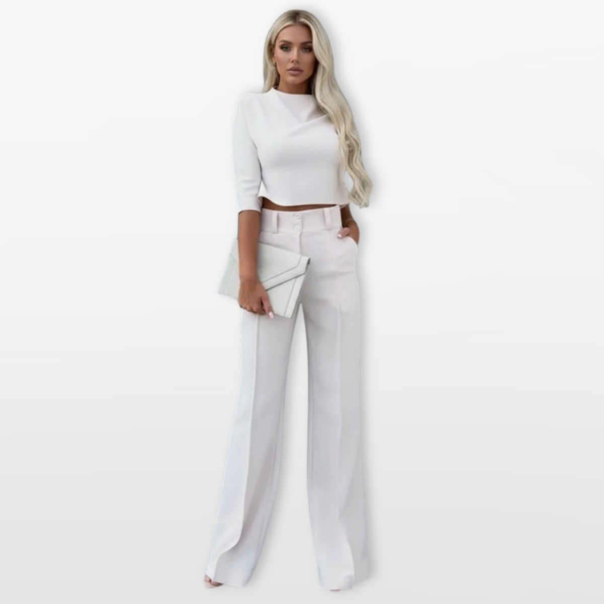 Women Two Piece Set Crop Top Pants