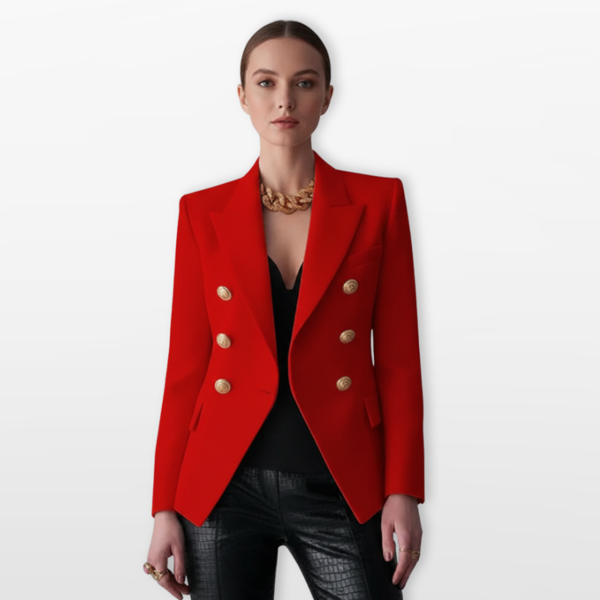 Women Double Breasted Blazer Structured Elegant