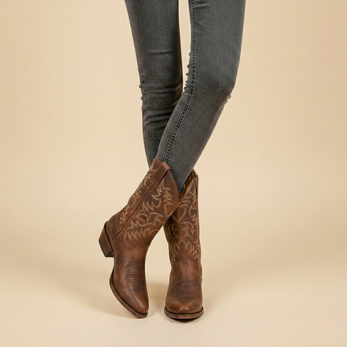 Women's Western Cowboy Boots with Embroidered Detail