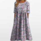 Women Floral Midi Dress Loose Fit