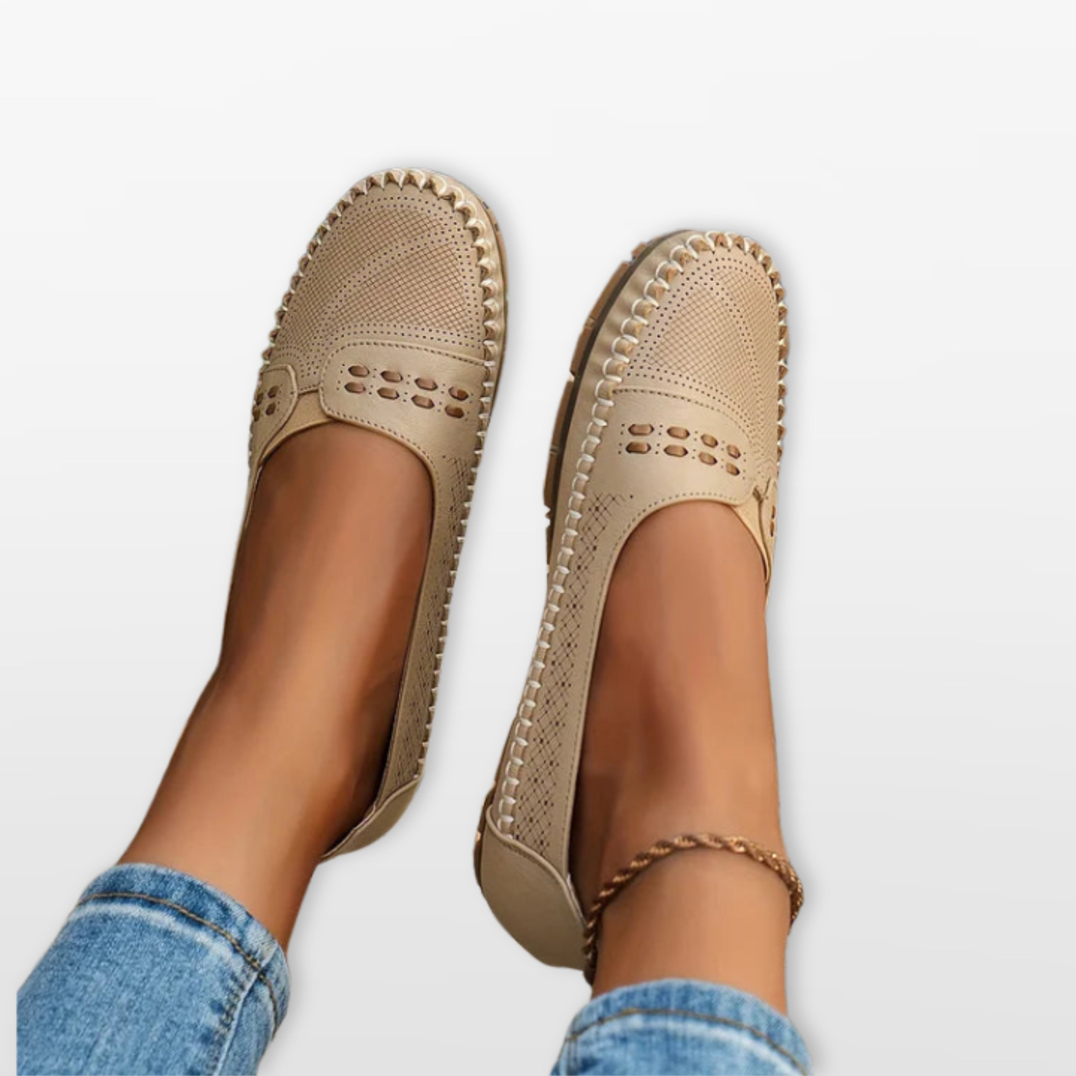 Women Perforated Slip On Loafers