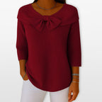 Women Ribbed Bow Knit Top