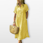 Women Striped Shirt Midi Dress Relaxed Fit