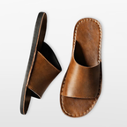 Men Leather Slide Sandals Minimal Summer