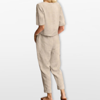 Women Linen Blend Two Piece Lounge Set