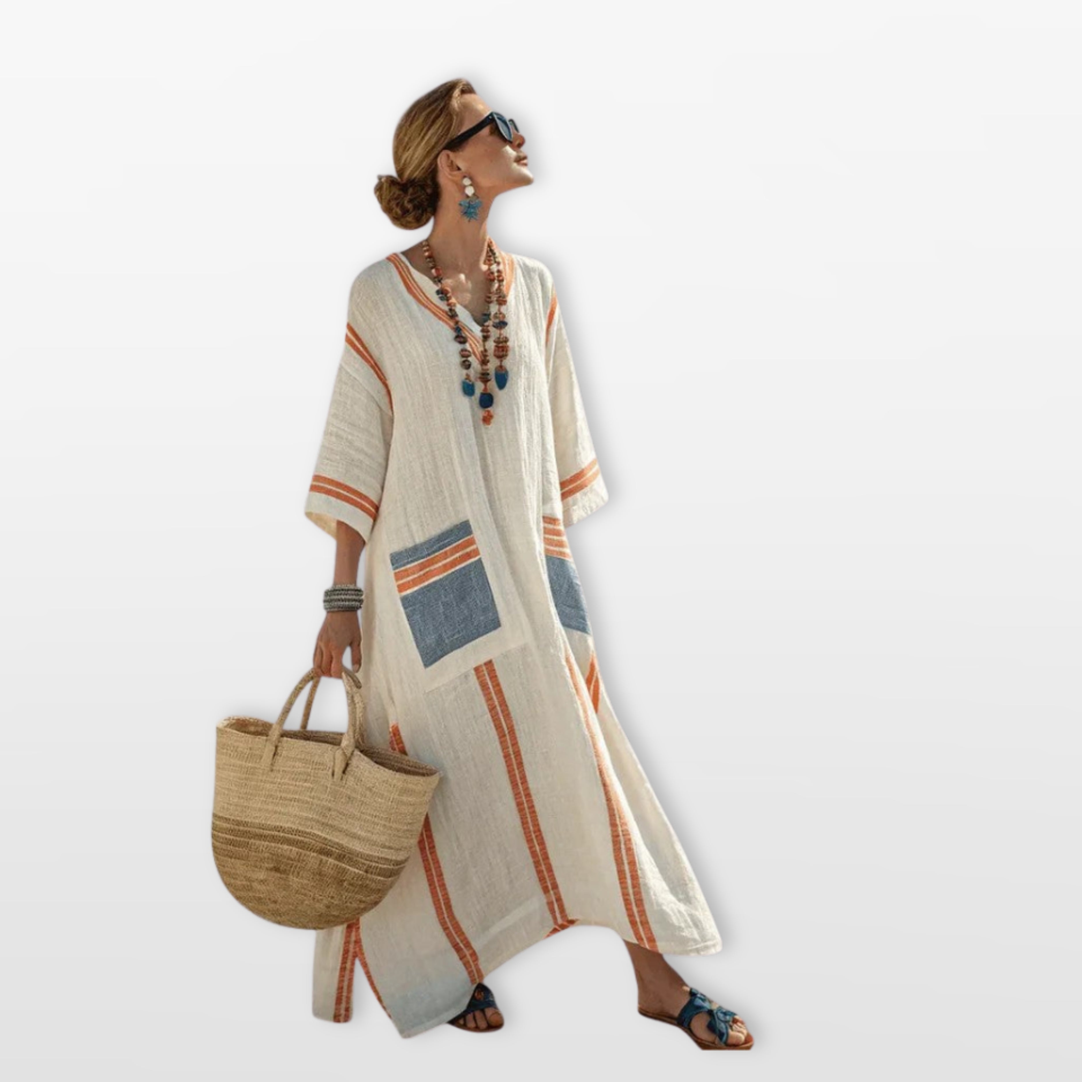 Women Boho Striped Maxi Dress