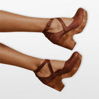 Women Cross Strap Block Heel Shoes