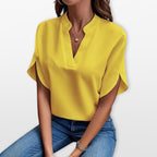 Women’s Short Sleeve V Neck Blouse Relaxed Fit