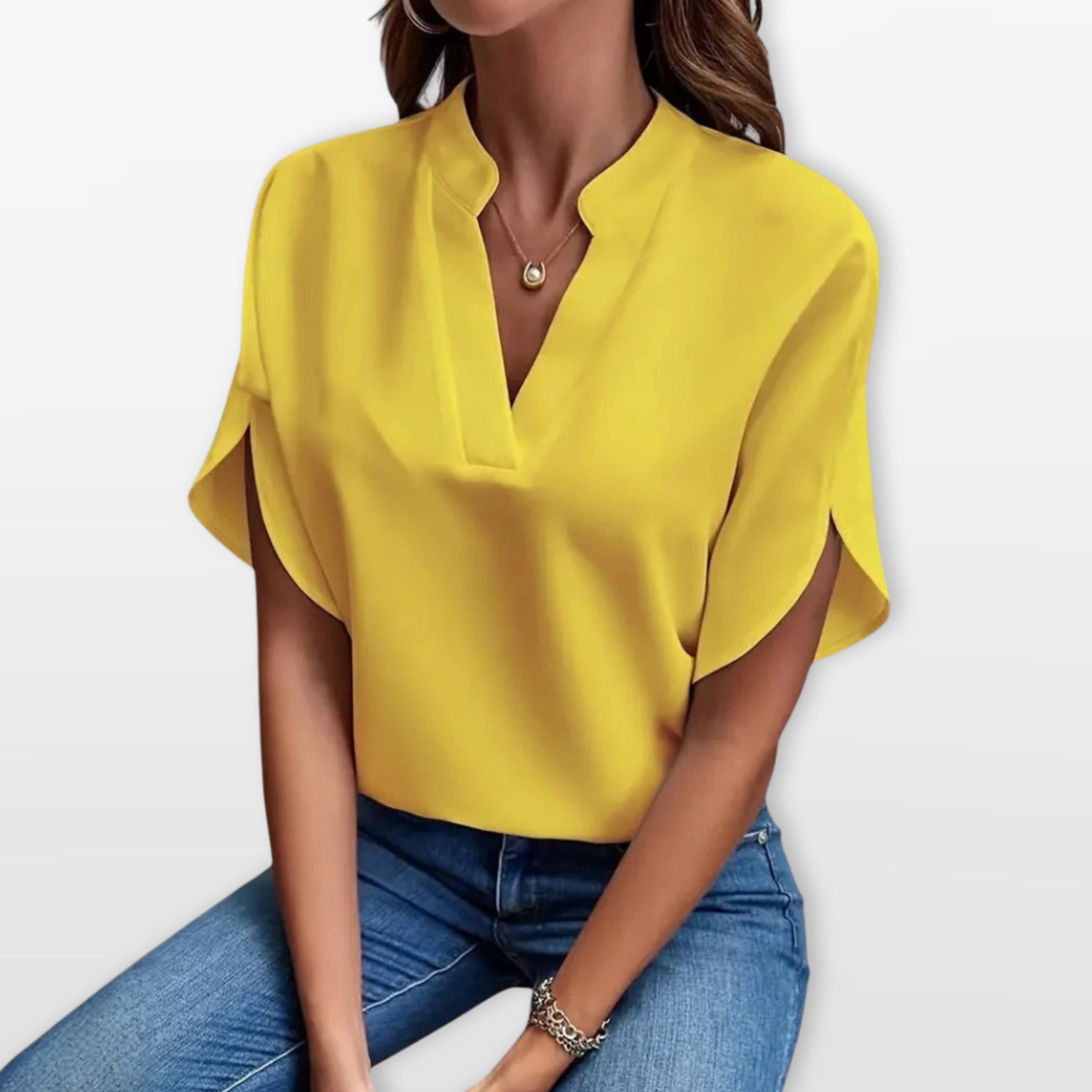 Women’s Short Sleeve V Neck Blouse Relaxed Fit