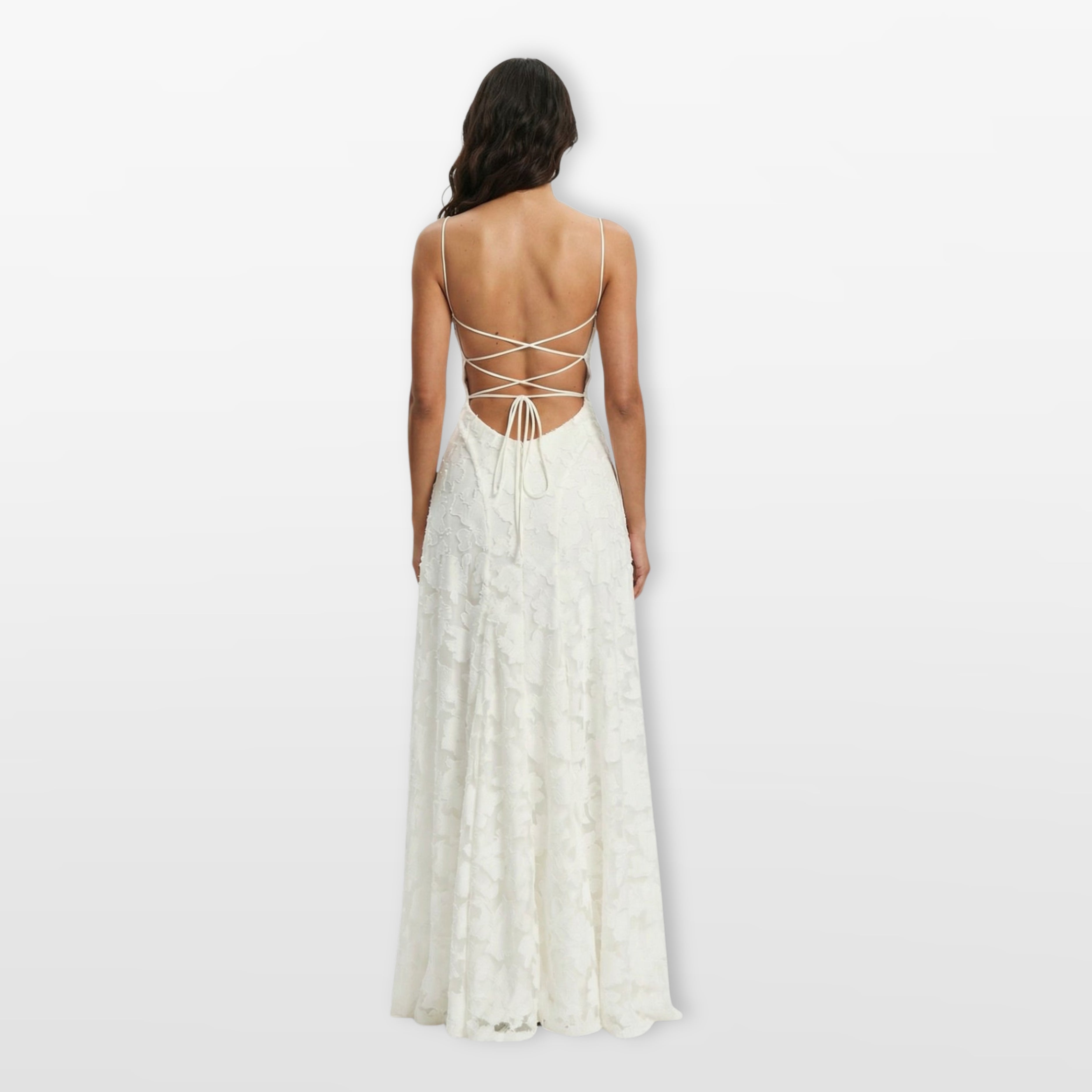 Women’s Lace Back Evening Dress A Line Maxi