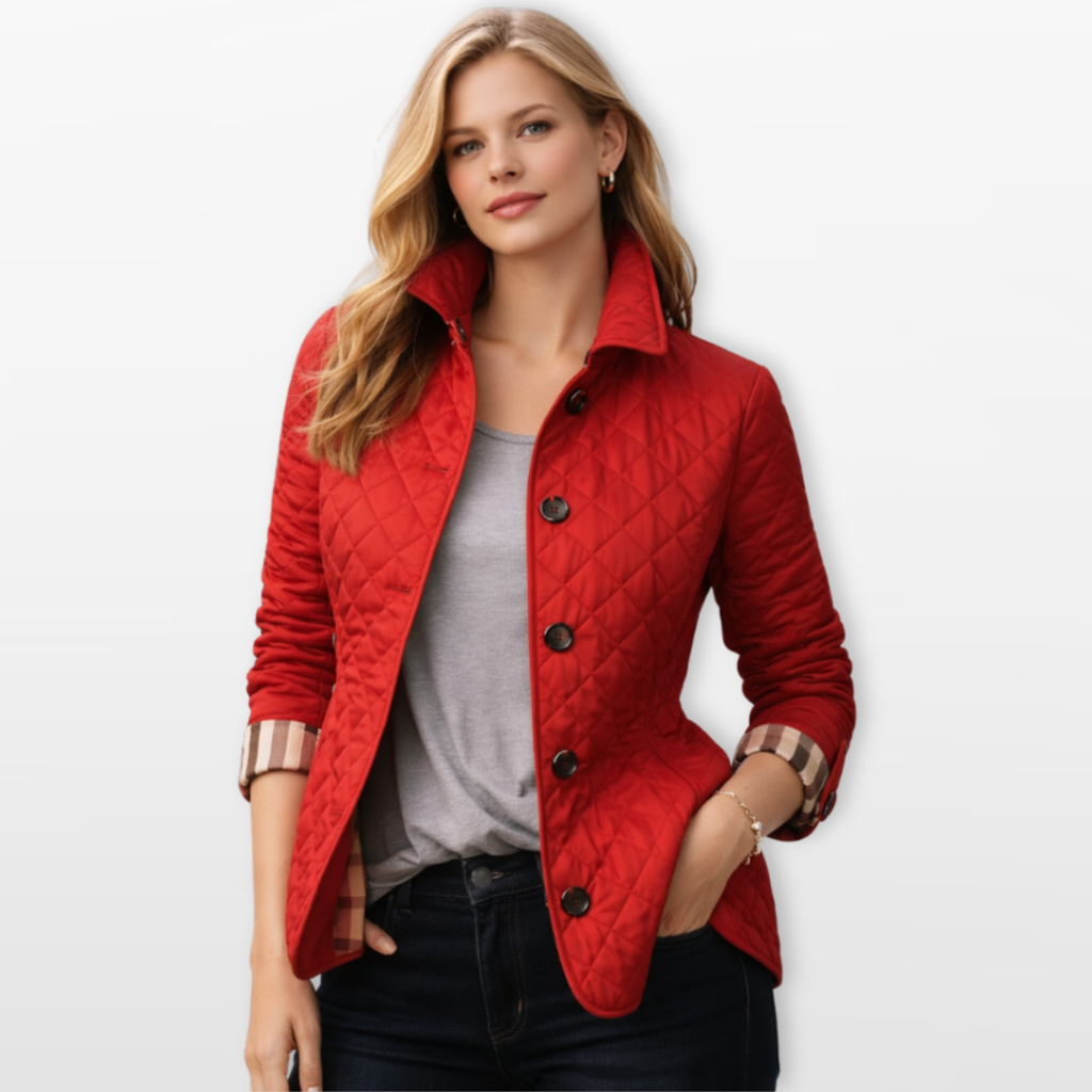 Women Quilted Button Jacket Tailored Fit