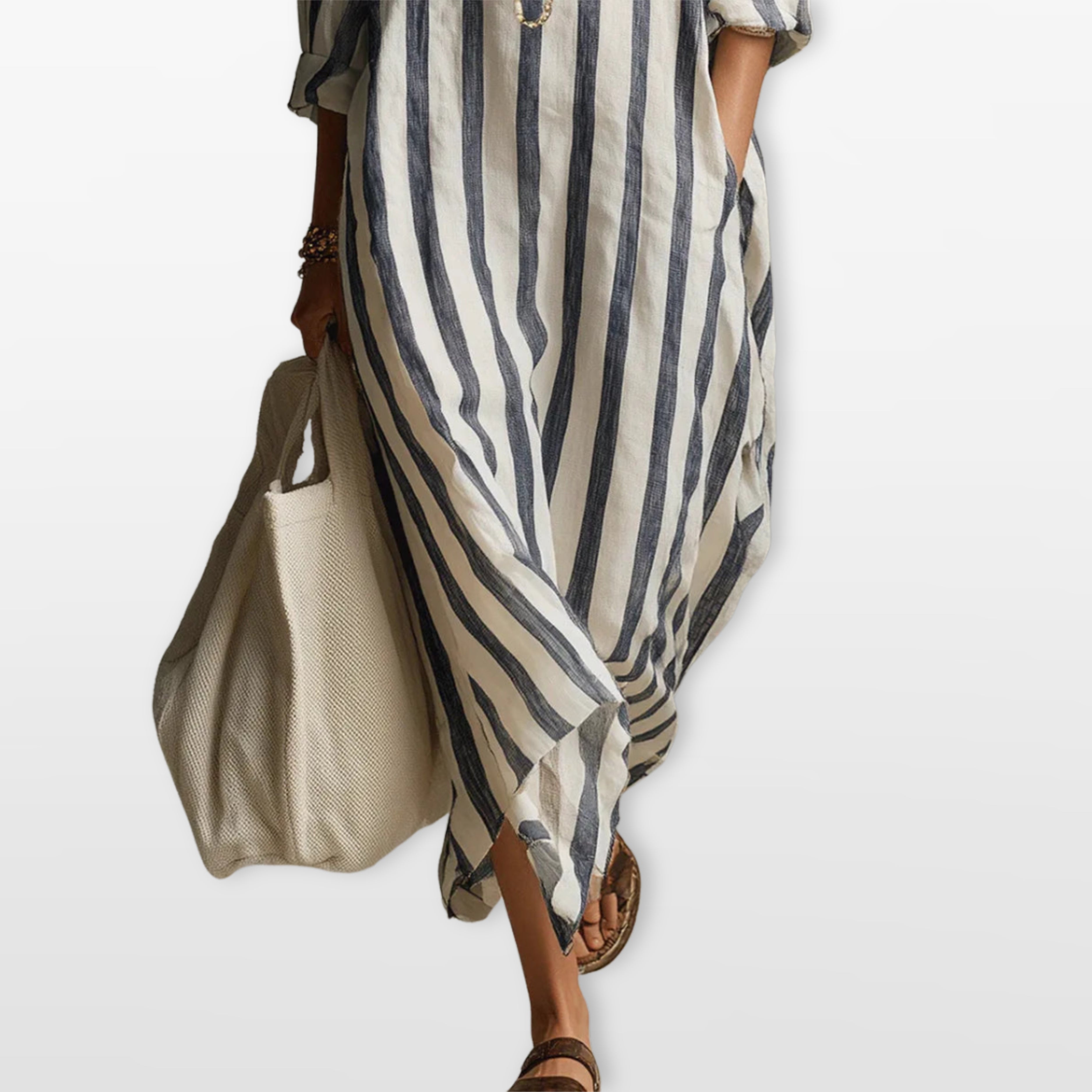 Women’s Striped Maxi Shirt Dress