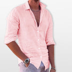 Men’s Casual Linen Beach Button Shirt