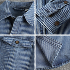 Men Striped Denim Button Up Shirt