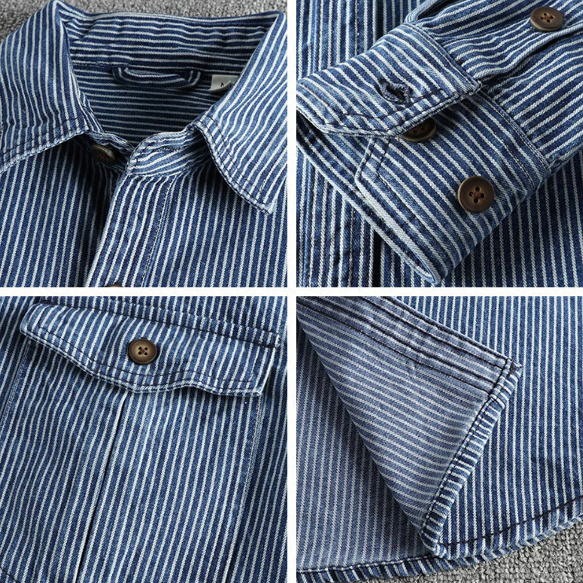 Men Striped Denim Button Up Shirt