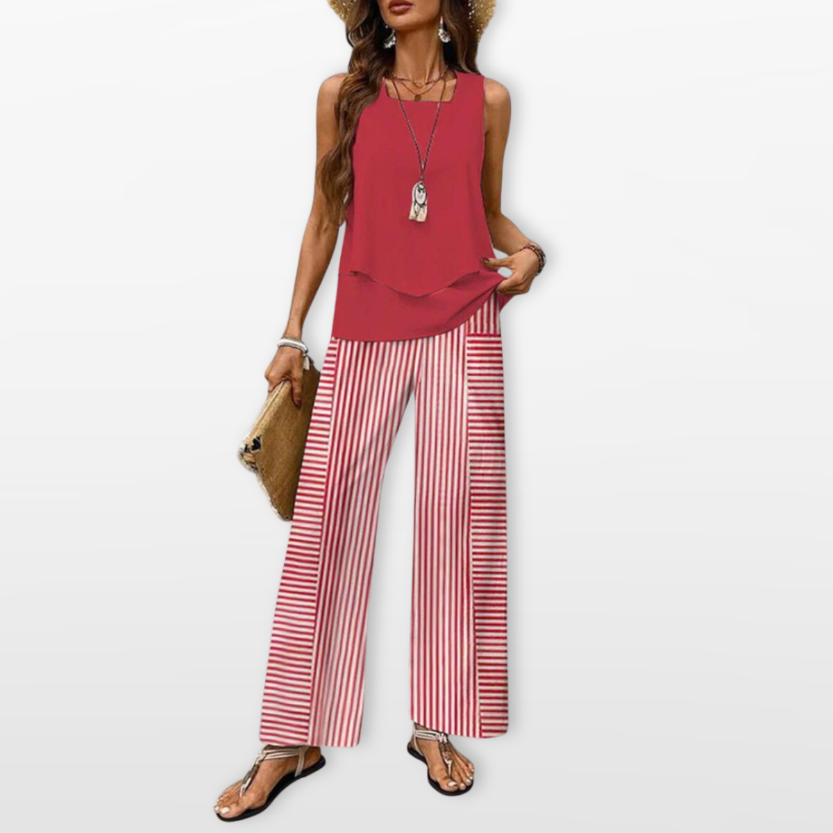 Women Two Piece Wide Leg Pant Set