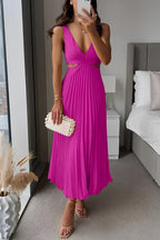 Women's Cutout Pleated Midi Dress