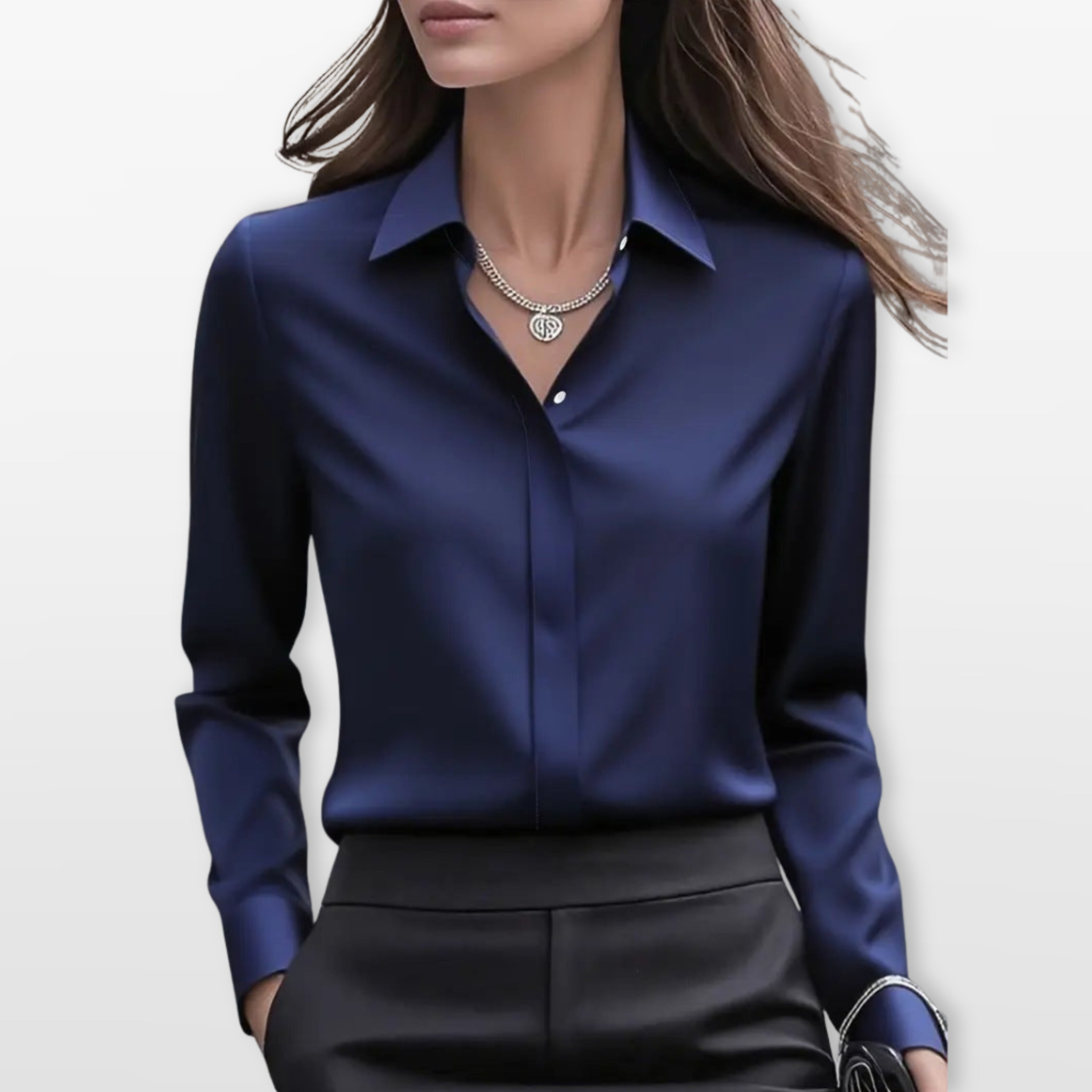 Women’s Satin Blouse Elegant Button Shirt