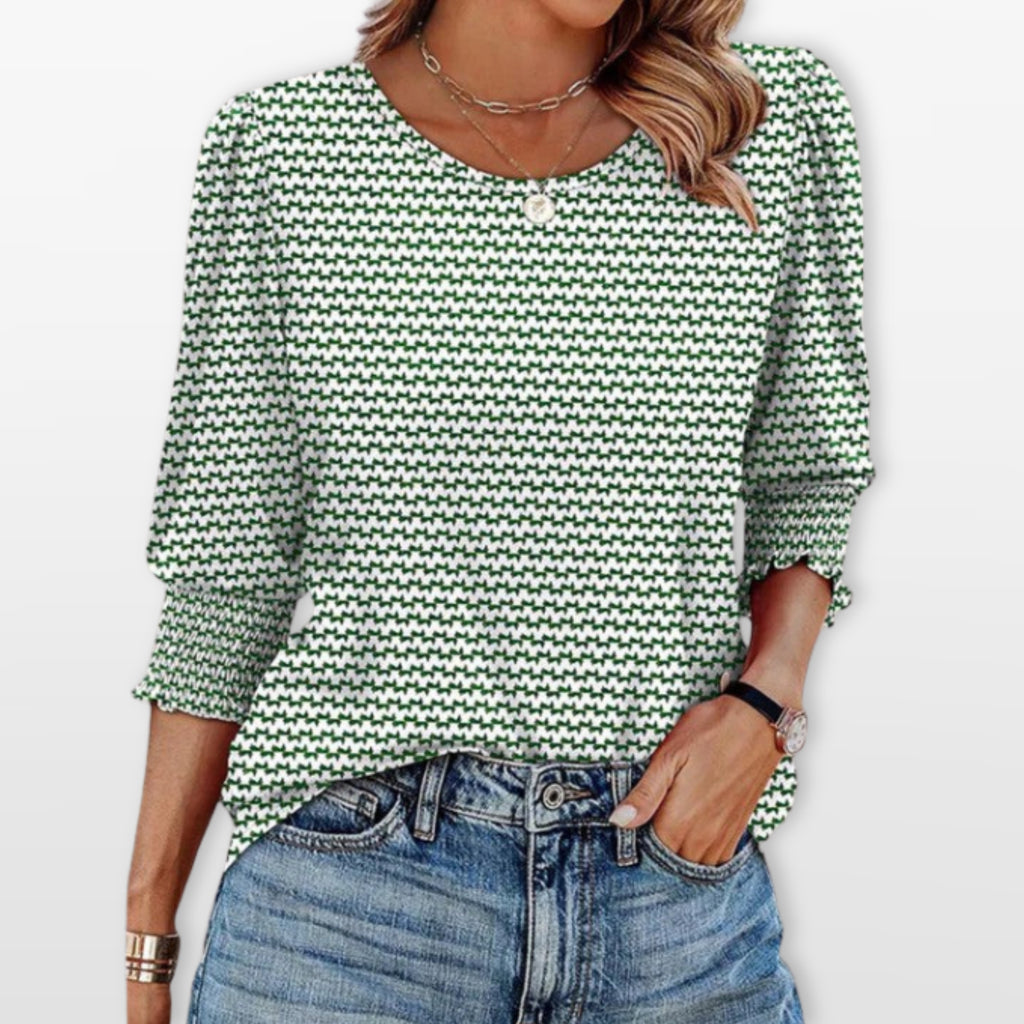 Women’s Long Sleeve Puff Sleeve Blouse Smocked Cuff