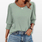 Women’s Long Sleeve Puff Sleeve Blouse Smocked Cuff