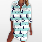 Women Printed Beach Shirt Dress