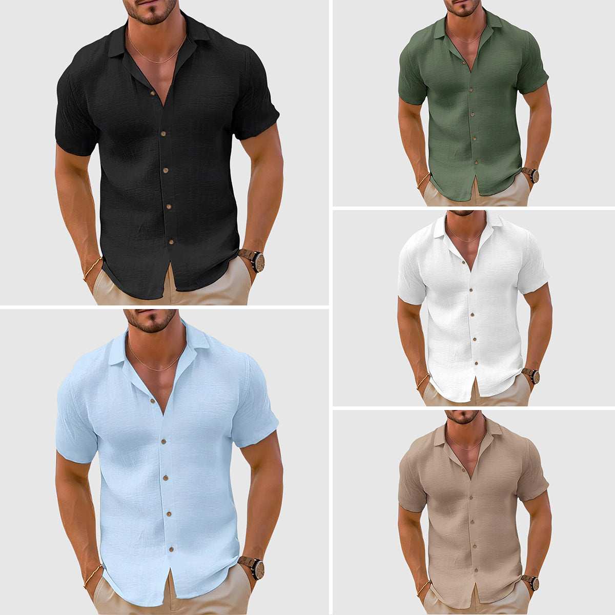 Men Short Sleeve Casual Summer Shirt