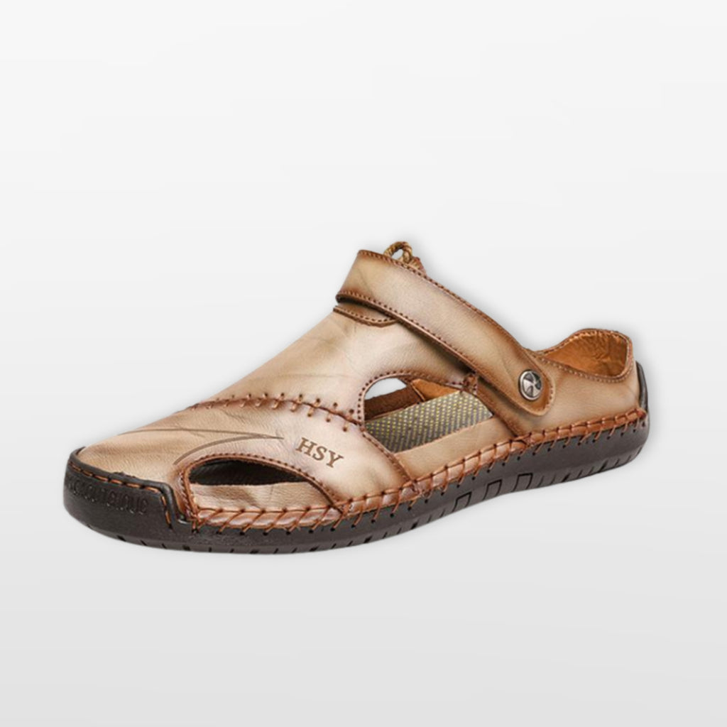 Men’s Leather Sandals Closed Toe Breathable