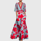 Women Wrap Floral Maxi Dress Elegant Fit
