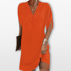 Women V Neck Mini Dress Relaxed Fit