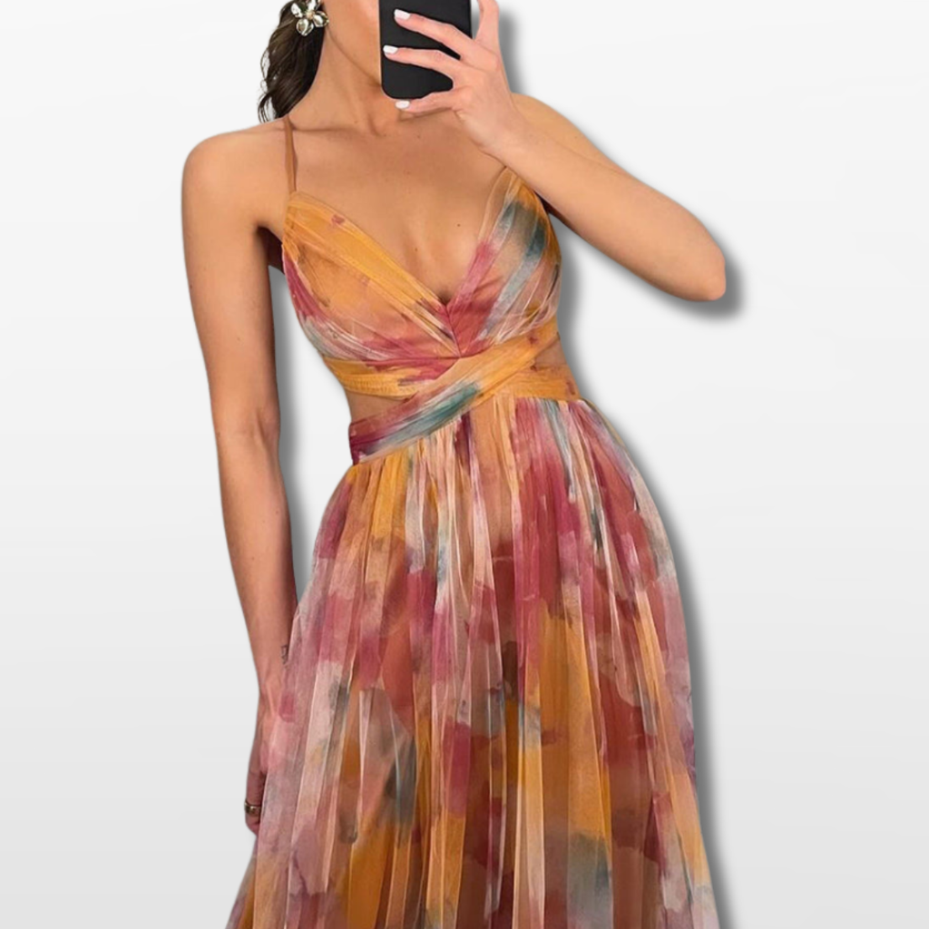 Women Pleated Maxi Dress Elegant Flow