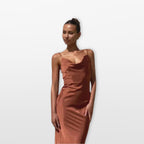 Women’s Satin Maxi Dress Cowl Neck