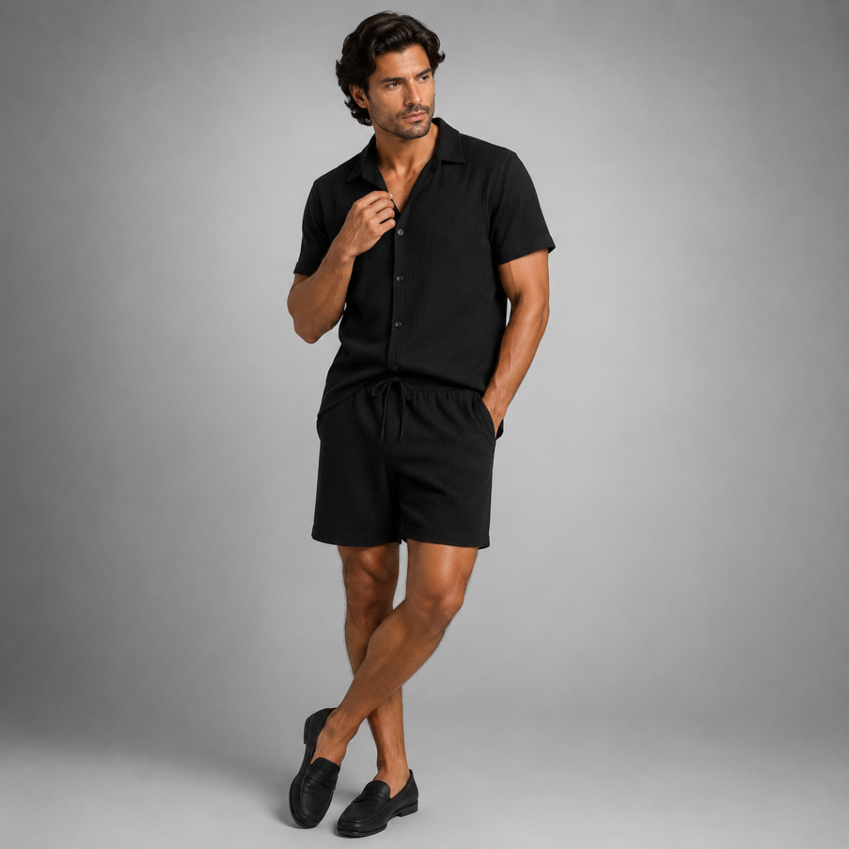 Men’s Short-Sleeve Shirt and Shorts Set