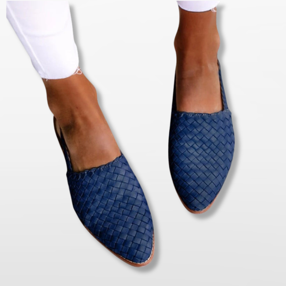 Women Elegant Woven Pointed Toe Loafers