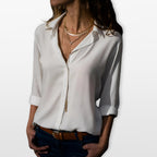 Women’s Button Down Blouse V Neck Shirt