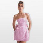 Women’s Strapless Mini Dress Bow Back
