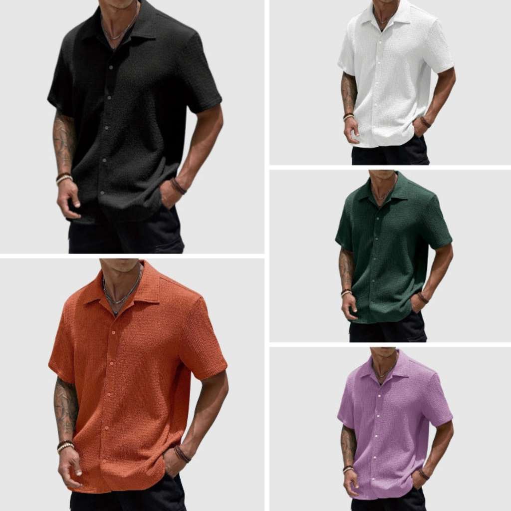 Men Textured Short Sleeve Casual Shirt