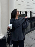 Women’s Asymmetrical Draped-Neck Knit Sweater