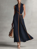 Women's Contrast Trim Maxi Dress