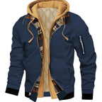 Men’s Hooded Jacket with Plaid Trim