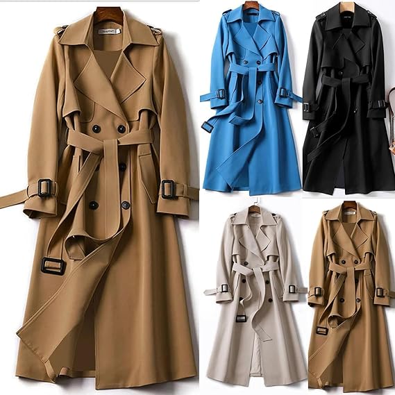 Women's Belted Double-Breasted Trench Coat