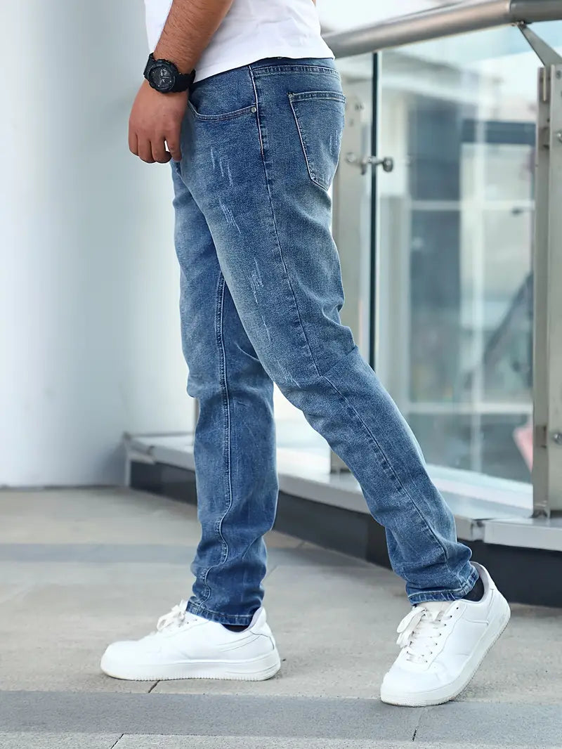 Men’s Distressed Slim-Leg Jeans